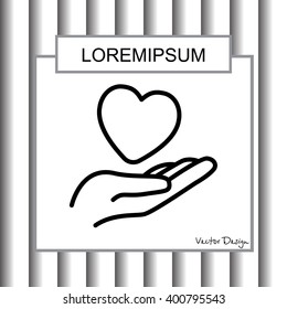 Web line icon. Heart in hand. 