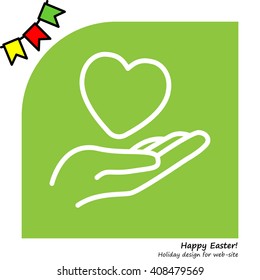 Web line icon. Heart in hand. 