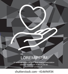 Web line icon. Heart in hand. 