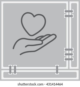 Web line icon. Heart in hand. 