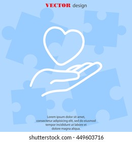 Web line icon. Heart in hand. 