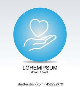 Web line icon. Heart in hand. 