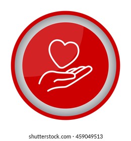 Web line icon. Heart in hand. 