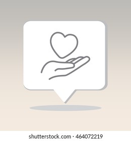 Web line icon. Heart in hand. 