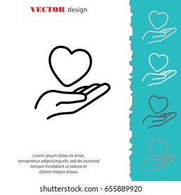 Web line icon. Heart in hand. 
