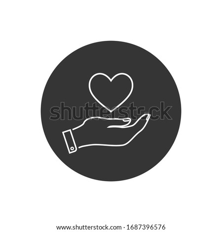Web line icon. Heart in hand. Vector illustration