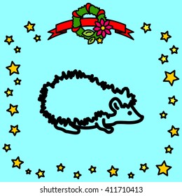 Web line icon. Hedgehog; wild animals
