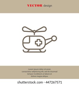 Web line icon. Helicopter ambulance