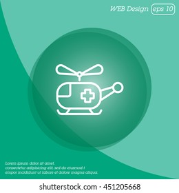 Web line icon. Helicopter ambulance