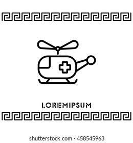 Web line icon. Helicopter ambulance