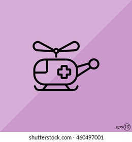 Web line icon. Helicopter ambulance