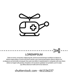 Web line icon. Helicopter ambulance