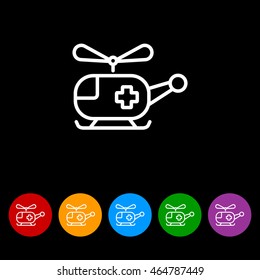 Web line icon. Helicopter ambulance