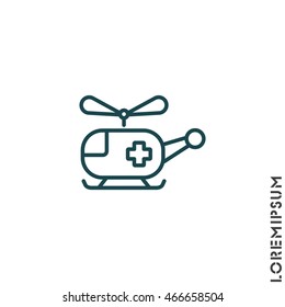 Web line icon. Helicopter ambulance