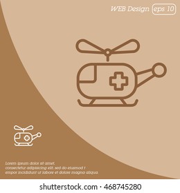 Web line icon. Helicopter ambulance