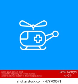 Web line icon. Helicopter ambulance