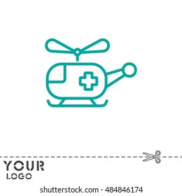 Web line icon. Helicopter ambulance