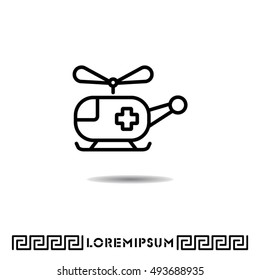 Web line icon. Helicopter ambulance