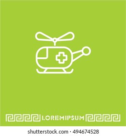 Web line icon. Helicopter ambulance