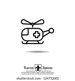 Web line icon. Helicopter ambulance