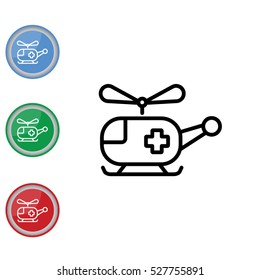 Web line icon. Helicopter ambulance
