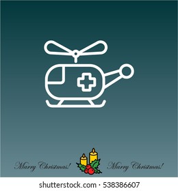 Web line icon. Helicopter ambulance