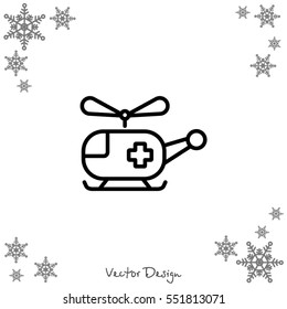 Web line icon. Helicopter ambulance