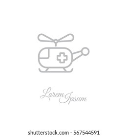 Web line icon. Helicopter ambulance