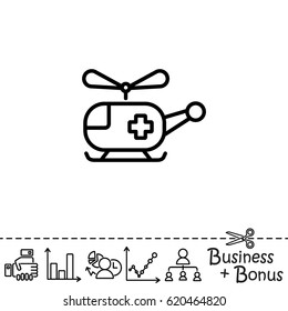 Web line icon. Helicopter ambulance
