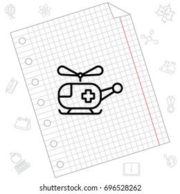 Web line icon. Helicopter ambulance