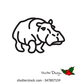 Web line icon - Hippo; wild animals