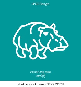 Web line icon. Hippo; wild animals