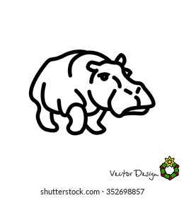 Web line icon. Hippo; wild animals