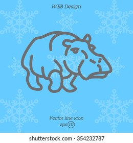 Web line icon. Hippo; wild animals