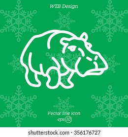 Web line icon. Hippo; wild animals