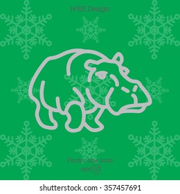 Web line icon. Hippo; wild animals
