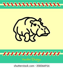 Web line icon. Hippo; wild animals