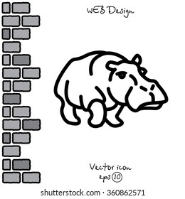Web line icon. Hippo; wild animals