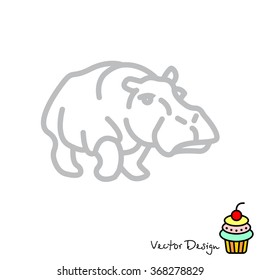 Web line icon. Hippo; wild animals
