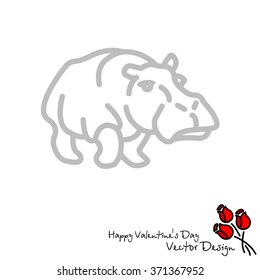 Web line icon. Hippo; wild animals