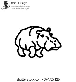 Web line icon. Hippo; wild animals