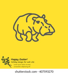 Web line icon. Hippo; wild animals