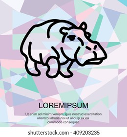 Web line icon. Hippo; wild animals