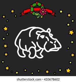 Web line icon. Hippo; wild animals
