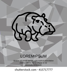 Web line icon. Hippo; wild animals