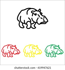 Web line icon. Hippo; wild animals