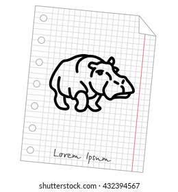 Web line icon. Hippo; wild animals