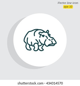 Web line icon. Hippo; wild animals