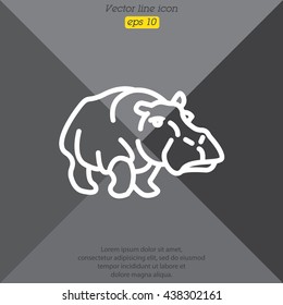 Web line icon. Hippo; wild animals