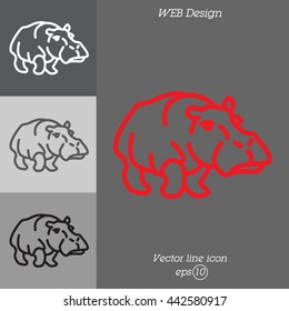 Web line icon. Hippo; wild animals
